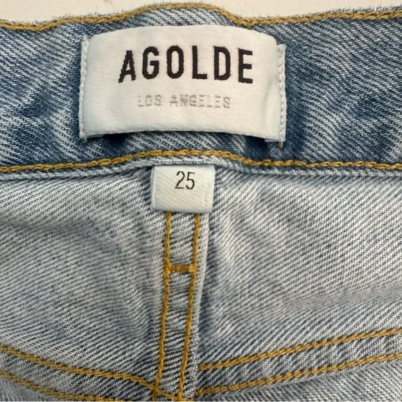 AGOLDE Parker Jean High Rise Straight Crop Button Fly Raw Hem Women’s 25 - Picture 8 of 10